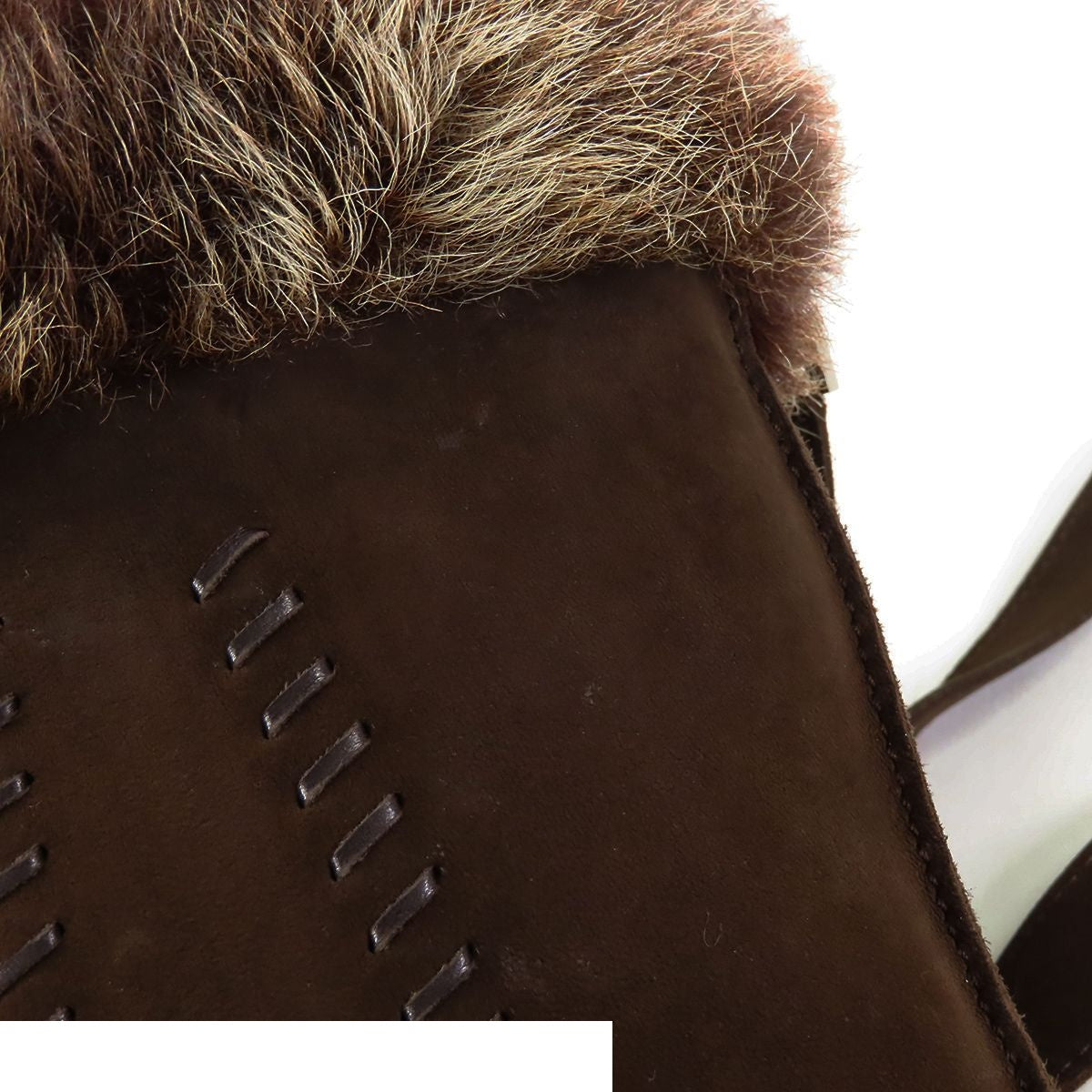 Hermes Sac Toe de Moco Dark Brown Silver Suede Fur Shoulder Bag — view 6