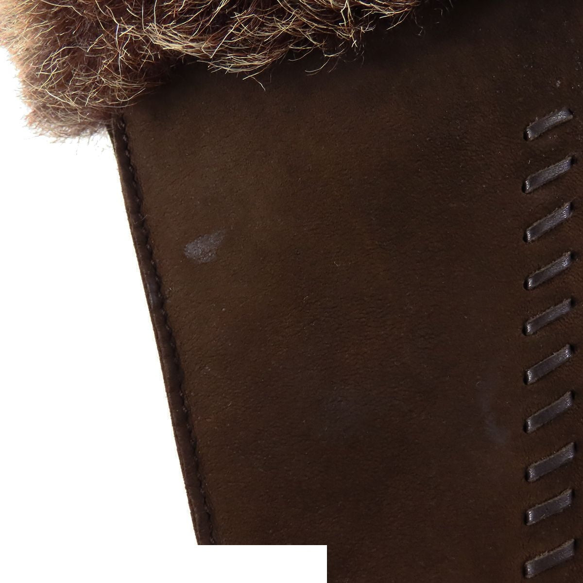 Hermes Sac Toe de Moco Dark Brown Silver Suede Fur Shoulder Bag — view 7