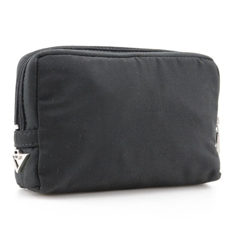 Bottega Veneta Bottega Veneta Triangle Logo Nylon Black Unisex Pouch