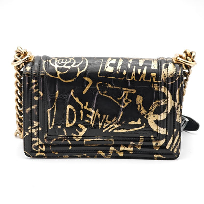 Chanel Boy Graffiti Shoulder Bag Flap Black — view 3