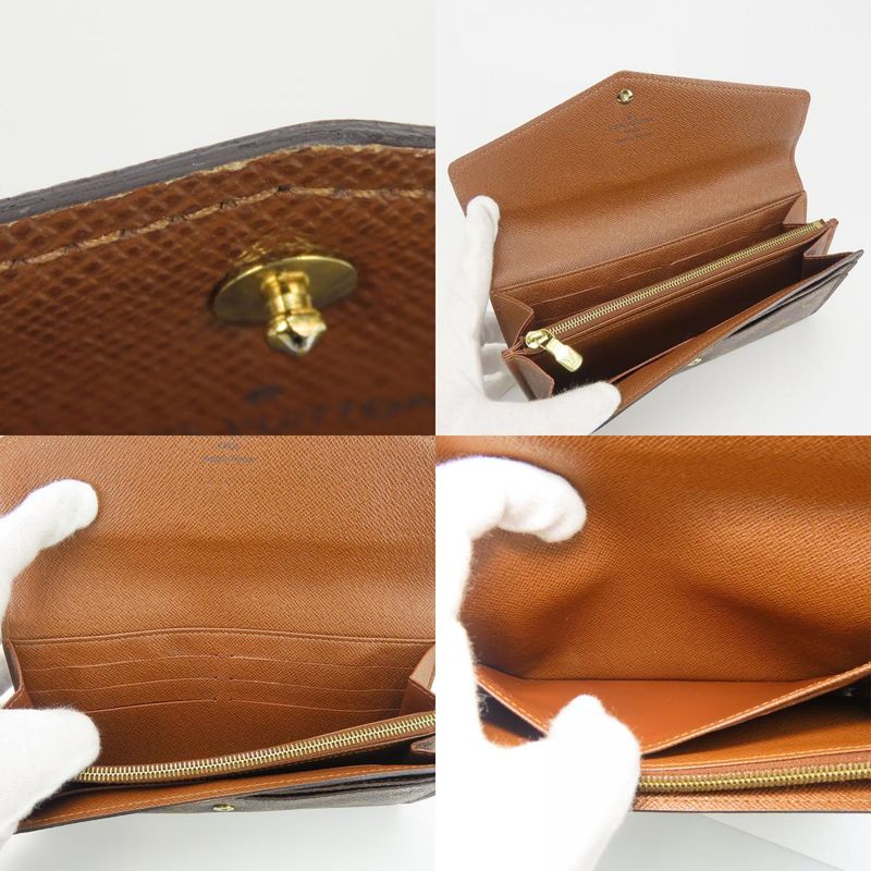 Louis Vuitton Long Wallet Portefeuille Sarah M60531 Monogram Brown Gold