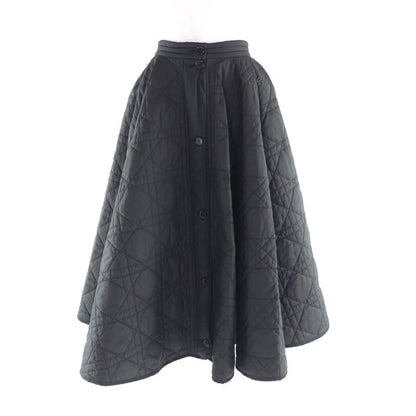 Christian Dior 157 J67 A2827 Micro Cannage Quilted Technical Midi Skirt Black 38