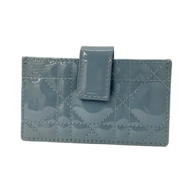 Christian Dior Lady Jasmine Card Case Cannage Holder Patent Calfskin