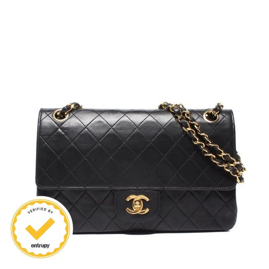 Chanel Chain Shoulder Bag Gold Lambskin Double Flap