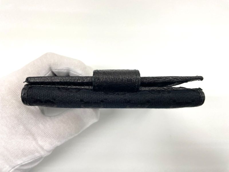 Gucci GG Canvas Leather Compact Wallet Bifold Wallet Double Hook 112664 Navy