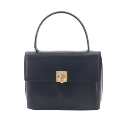 Celine Hand Bag Leather Navy Gold Vintage