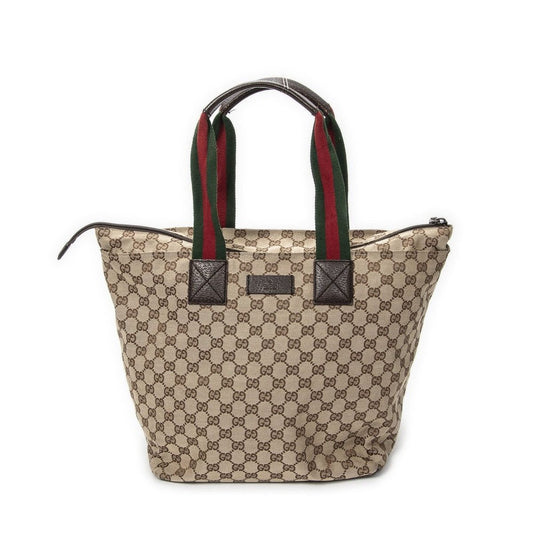 Gucci Large Web Shopping Tote Beige Brown GG Canvas