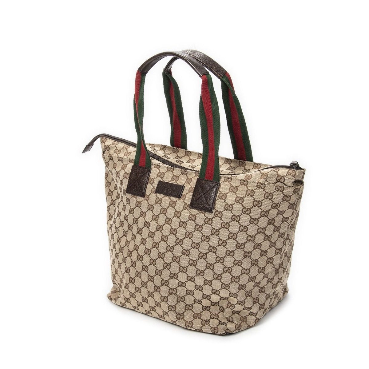 Gucci Large Web Shopping Tote Beige Brown GG Canvas — view 2
