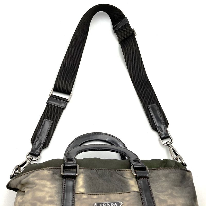 Prada Shoulder Bag Handbag Triangle Nylon Brown Women