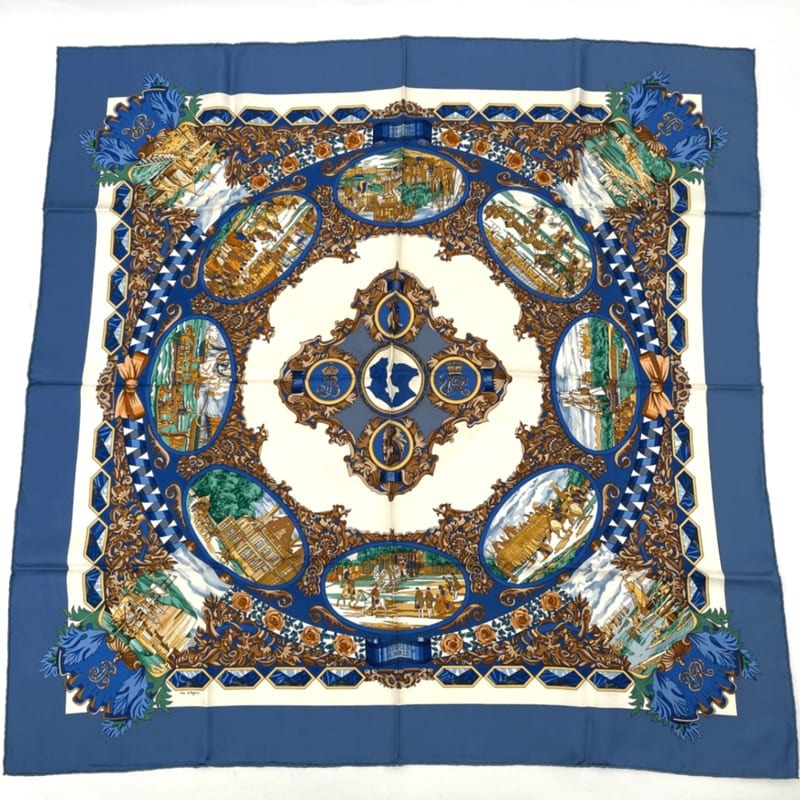 Hermes Carre 90 L'entente Cordiale French-english Alliance Blue Multicolor