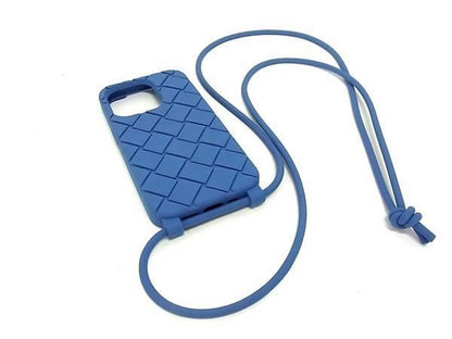 Bottega Veneta Intrecciato Rubber Iphone14 Pro Phone Case In Blue