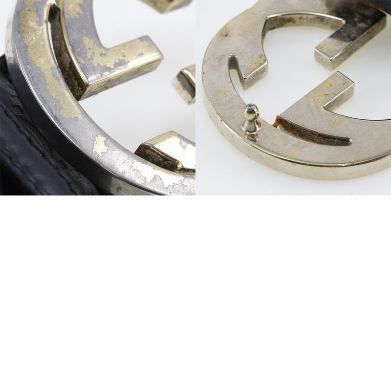 Gucci Interlocking GG 114876 Cima Leather Black Men's Belt