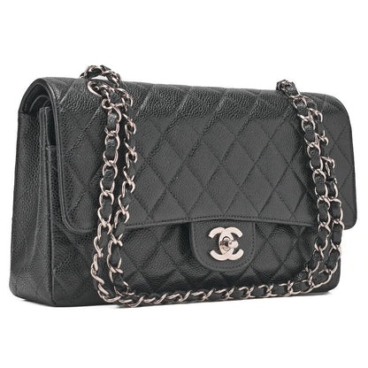 Chanel Matelasse Double Flap 25cm (984in) Chain Shoulder Caviar Skin Black