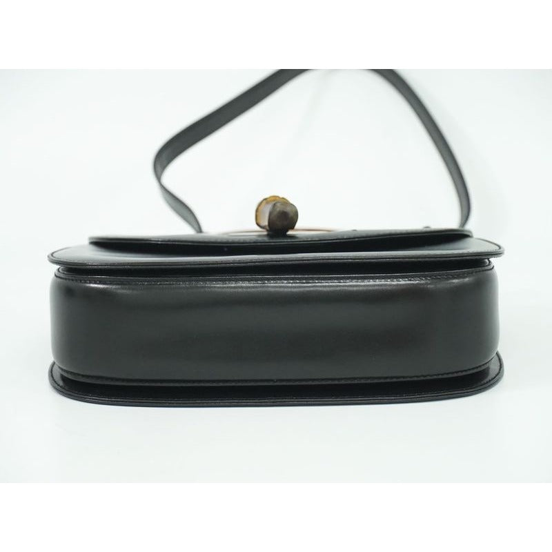 Gucci Bamboo 2-Way Shoulder Bag Handbag Pochette Leather Black — view 4