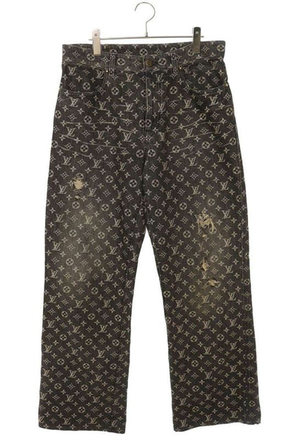 Louis Vuitton 22AW Rm222 UZD Hnd63w Monogram Jacquard Baggy Denim Pants Men's 32