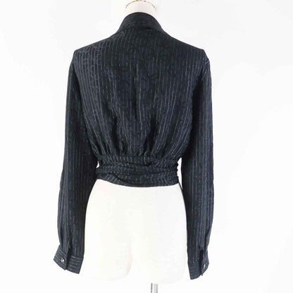 CHANEL 23P P74411 Silk Coco All Over Pattern And Stripes Cache-coeur Short