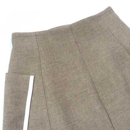 Fendi Fq7097 Wool Silk Leather Use FF Calligraphy Button Trapezoid Skirt Mini