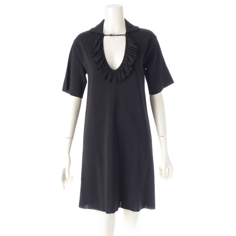 Gucci Ruffle Short Sleeve Dress 623506 Black XS 160/84y