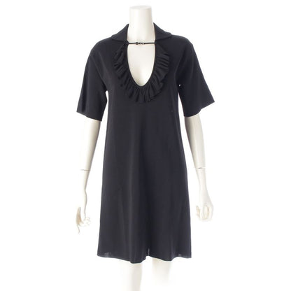 Gucci Ruffle Short Sleeve Dress 623506 Black XS 160/84y