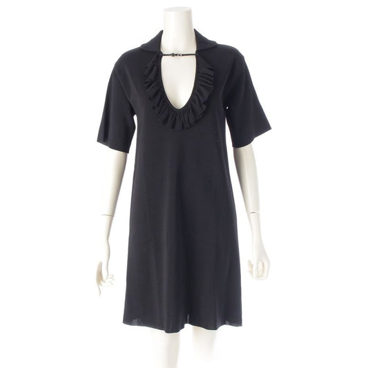 Gucci Ruffle Short Sleeve Dress 623506 Black XS 160/84y