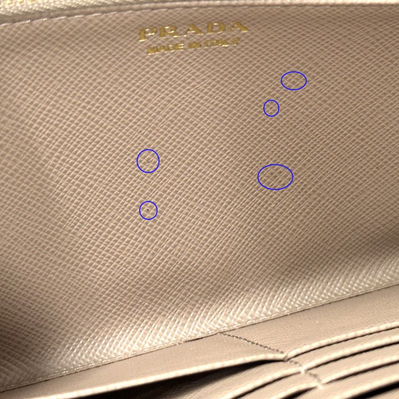 Prada Wallets Women's Branded Long Saffiano Beige 1ml506 Gold Hardware Round