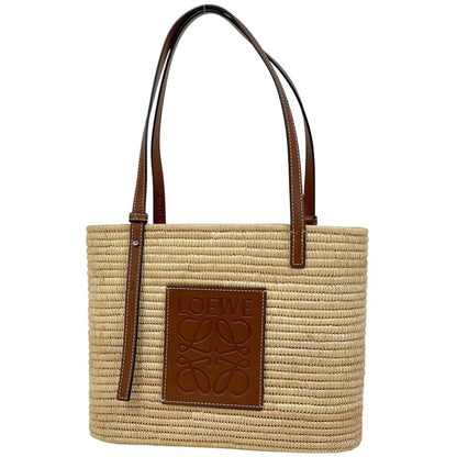 Loewe Basket Small Square Tote Raffia Natural Brown