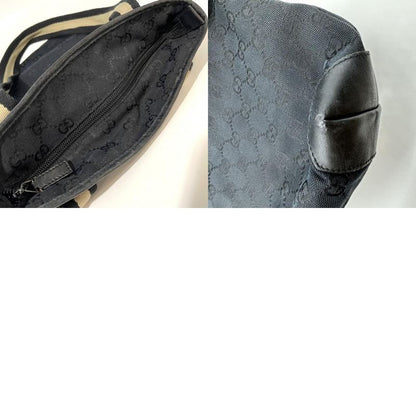 Gucci 019 0402 Tote Handbag GG Canvas Leather Black Simple Casual Ladies Men