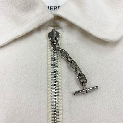 Hermes Outer Blouson Jacket Chaine D'ancre Cashmere White