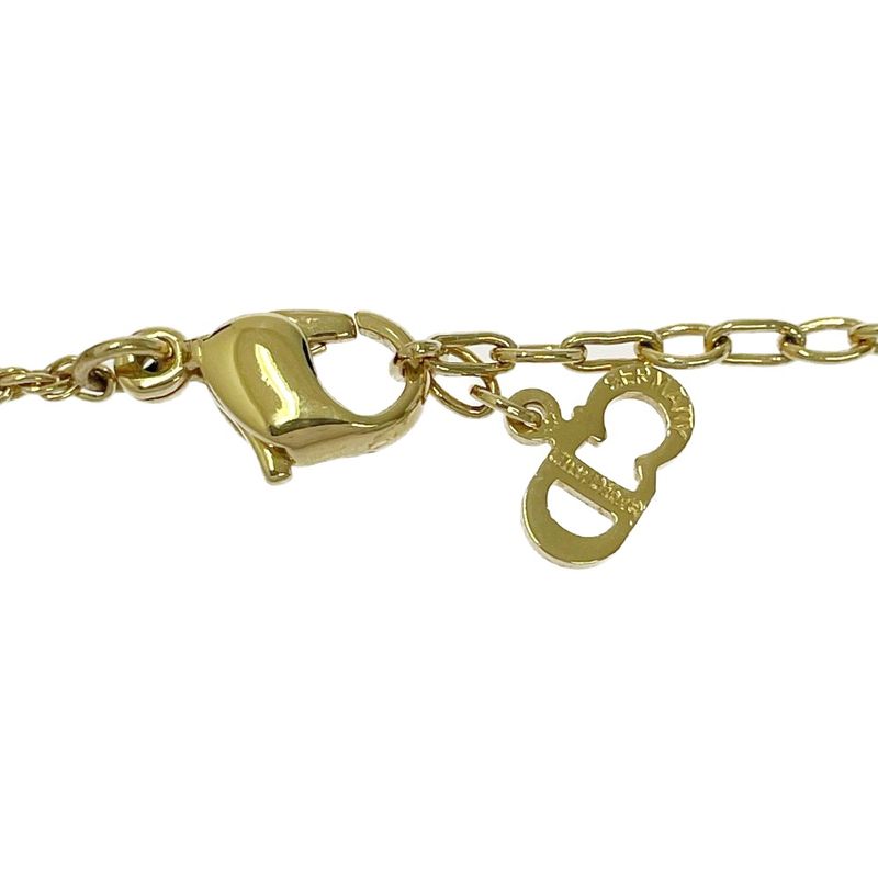 Dior GP Rhinestone Logo Emblem Round Necklace Gold 445537 Necklace