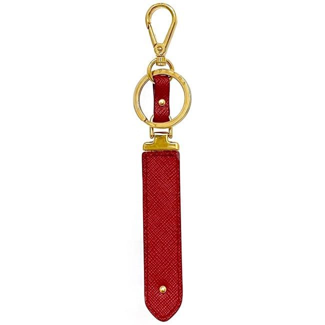 Prada Logo Key Ring Red Saffiano 1 pp067 Leather