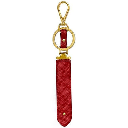 Prada Logo Key Ring Red Saffiano 1 pp067 Leather