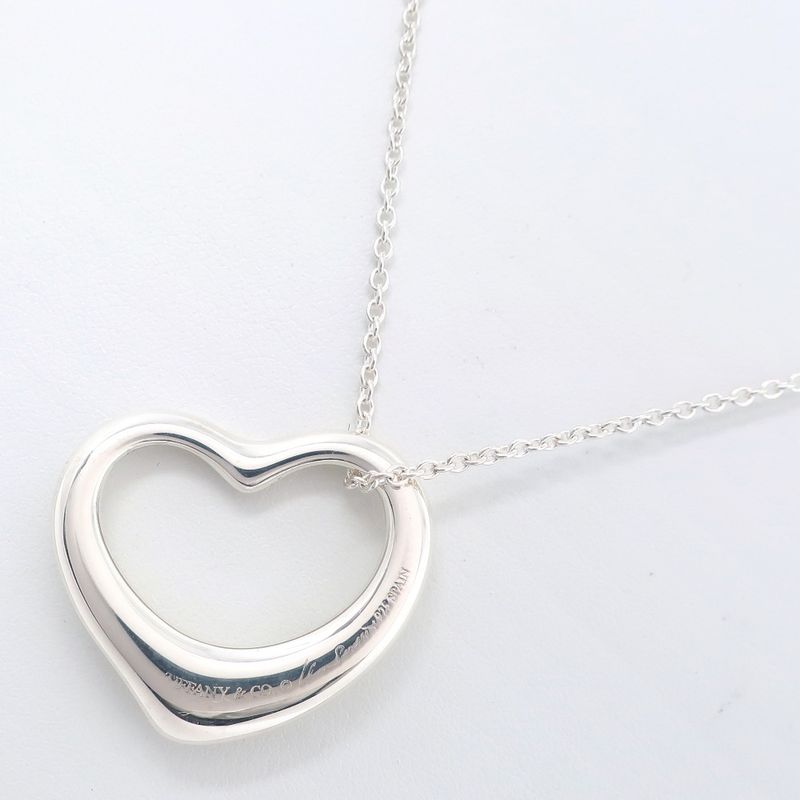 Tiffany & Co Open Heart Medium Elsa Peretti 925 Silver Ladies 9.8g Necklace