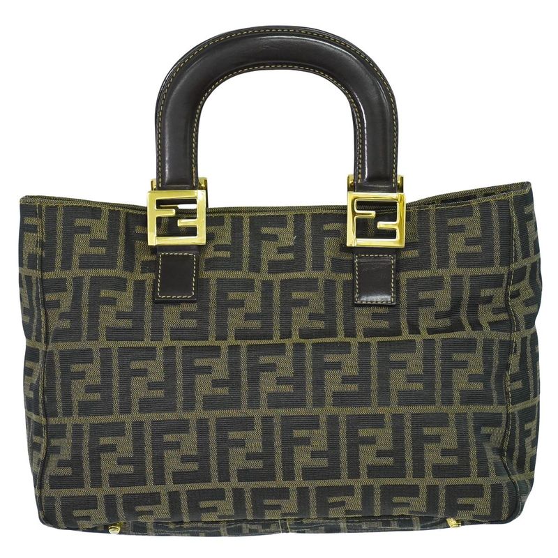 Authentic Fendi Zucca Tote Handbag Canvas Brown 26329 Zucca Bag Pre-owned