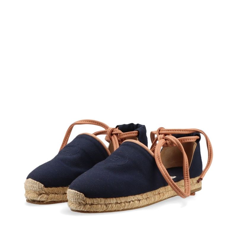 Hermes Canvas And Leather Espadrilles Women's 34 Navy Made In Spain
