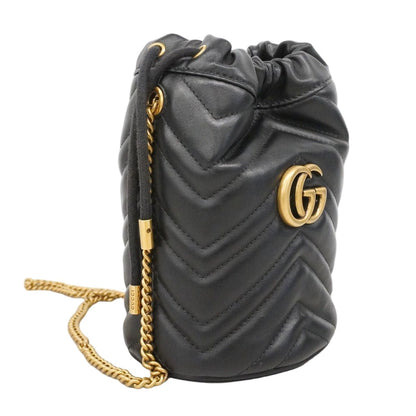 Gucci Shoulder Bag GG Marmont Leather Black Gold — view 2