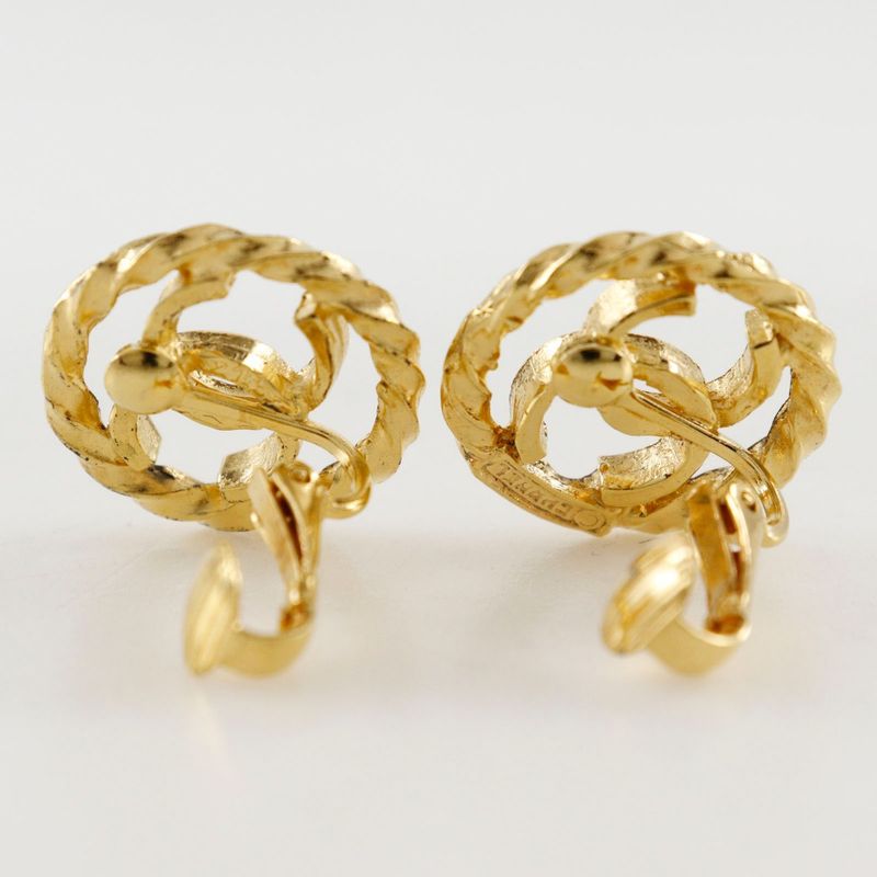 Chanel Coco Mark Vintage Gold Plated Ladies 7.0g Earrings