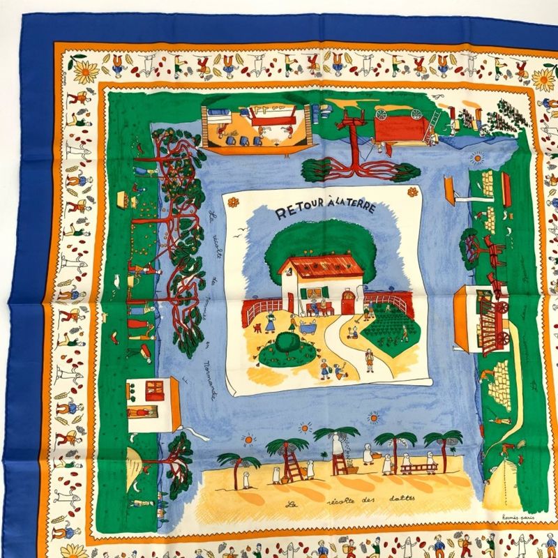 Hermes Carre 90 Retour A LA Terre Homeward Bound 100% Silk Scarf