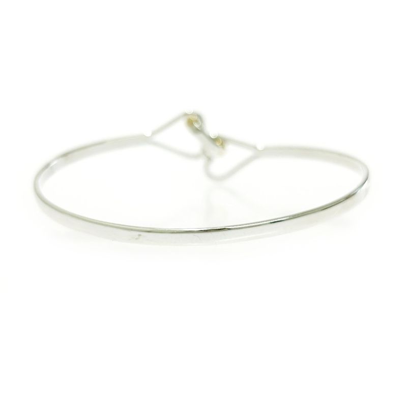 Tiffany & Co Silver Hook & Eye Double Heart Bangle 5.2g 925 750 Engraved 479596