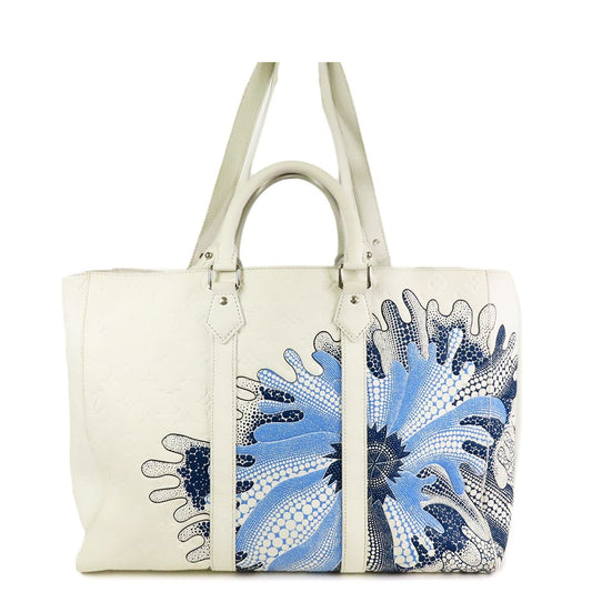 Louis Vuitton Yayoi Kusama Sac Plat White Blue Monogram Taurillon Psychedelic
