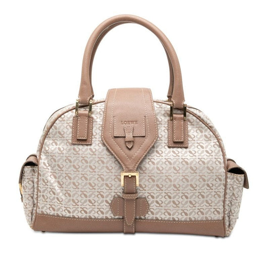 Loewe Anagram Pink Beige White Canvas Leather