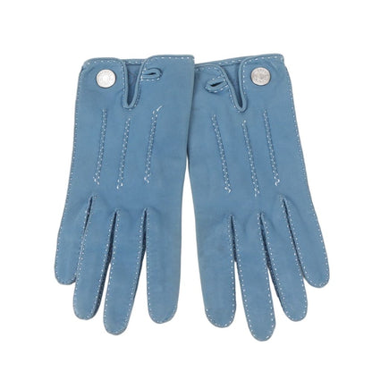 Hermes Series Lambskin Leather Gloves 6.5 Blue