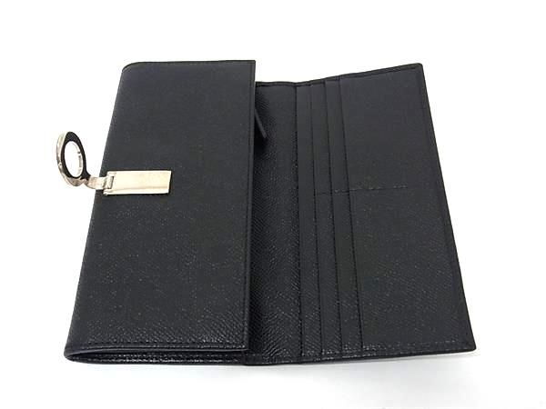 Bvlgari Leather Bifold Long Wallet Coin Purse Billfold Black Bs0399