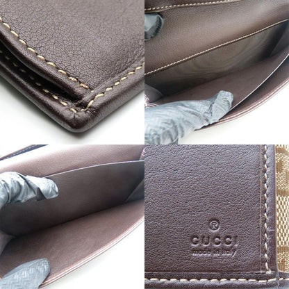 Gucci Long Wallet 245723 GG Canvas Leather Brown Beige Gold Hardware W Hook