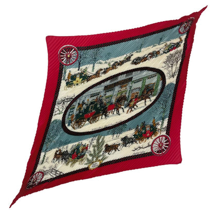 Hermes Scarf Pleats Silk Carre 90 Lhiver en Poste Winter Mail Red