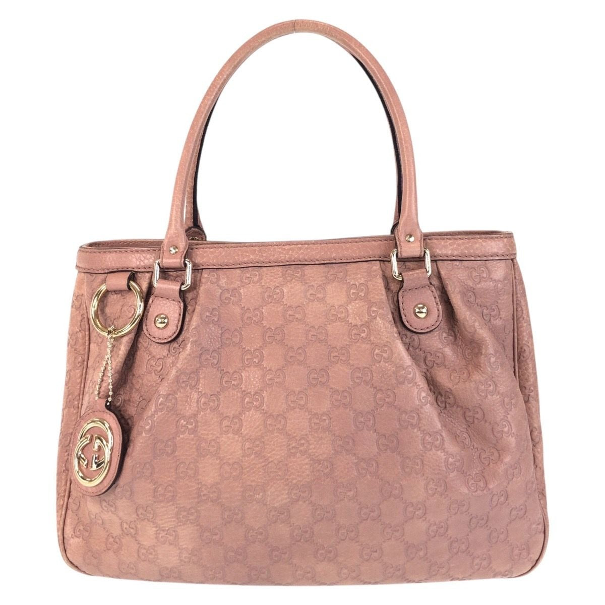 Gucci Guccissima Ski Pink Beige Gold Leather Tote Shoulder Bag