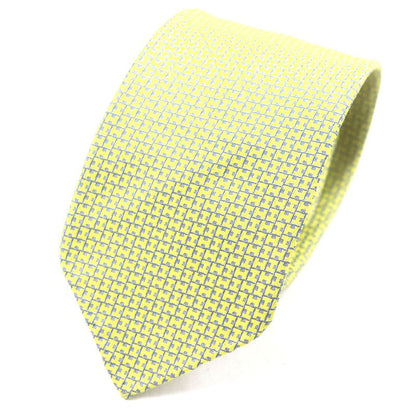 Hermes 100% Silk H Motif All Over Tie Yellow With Box Made In France Men's