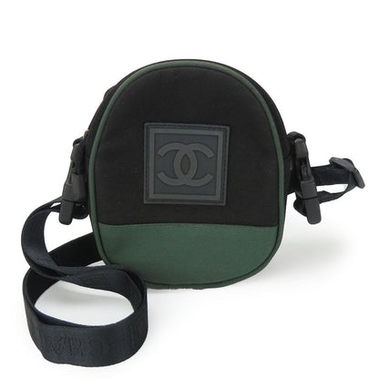 Chanel Shoulder Bag Coco Mark Canvas Black Khaki Pochette Sport 8 Series Ladies