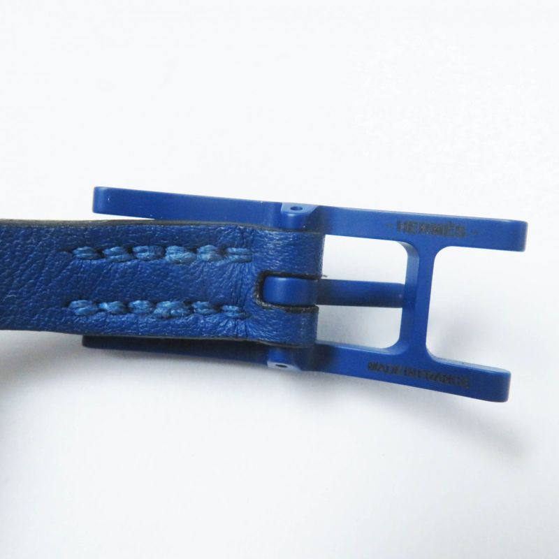 Hermes Be Api Dubretour Blue Hardware Bracelet Leather Navy T4 With Box And