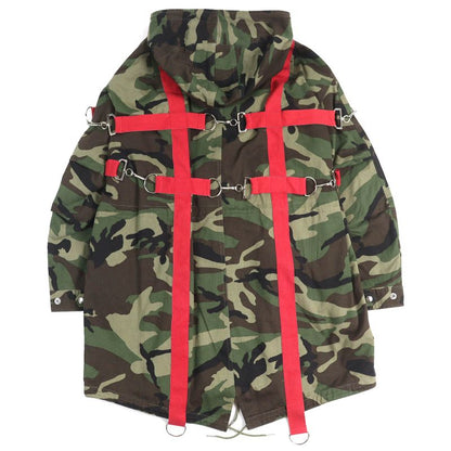 Celine 23SS 2w860494m 100% Cotton Camouflage Pattern Harness Parka Coat Khaki