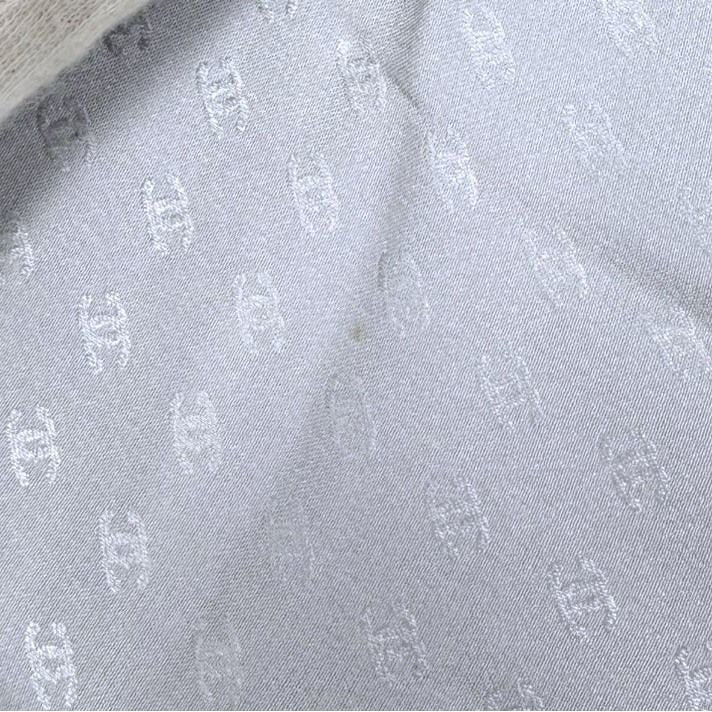 Chanel Scarf Fringe Pattern Silk Gray — view 6